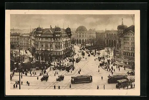 AK Berlin, Potsdamer Platz mit Strassenbahn im Winter