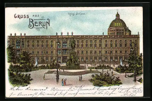Lithographie Berlin, Ansicht des Königl. Schlosses