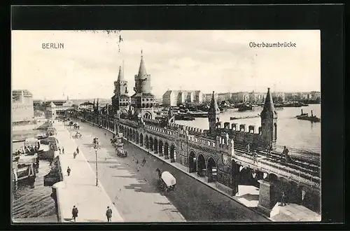 AK Berlin, Oberbaumbrücke aus der Vogelschau