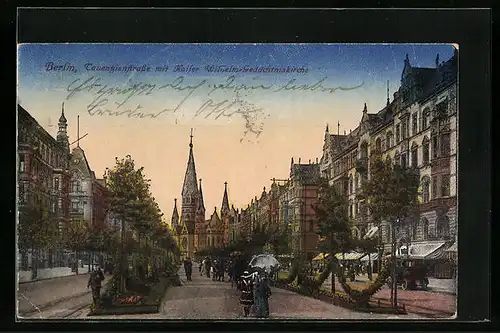 AK Berlin, Tauentzienstrasse mit Kaiser Wilhelm Gedächtniskirche