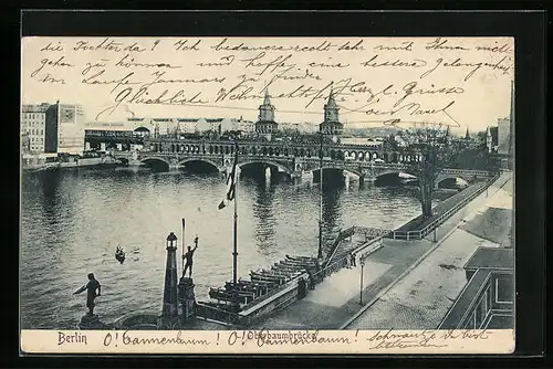 AK Berlin, Oberbaumbrücke aus der Vogelschau