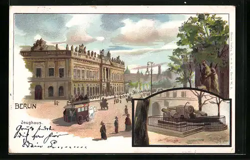 Lithographie Berlin, Zeughaus, Kanone