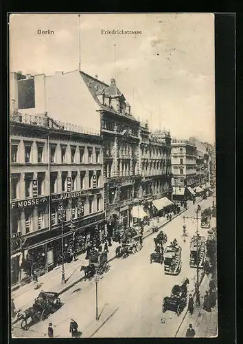 AK Berlin, Friedrichstrasse mit Geschäften