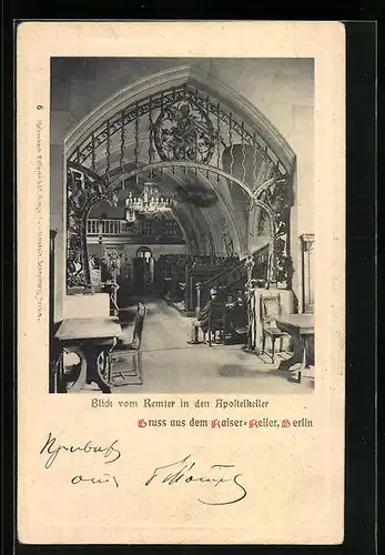 AK Berlin, Gasthaus Kaiser-Keller, Blick vom Remter in den Apostelkeller