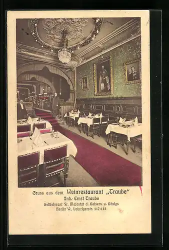 AK Berlin, Weinrestaurant Traube, Leipzigerstrasse 117-118, Innenansicht