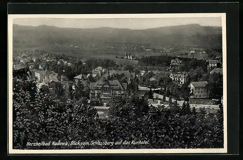 AK Kudowa, Blick vom Schlossberg auf das Kurhotel