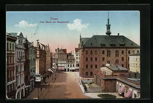 AK Posen, Blick auf den alten Markt mit Hauptwache