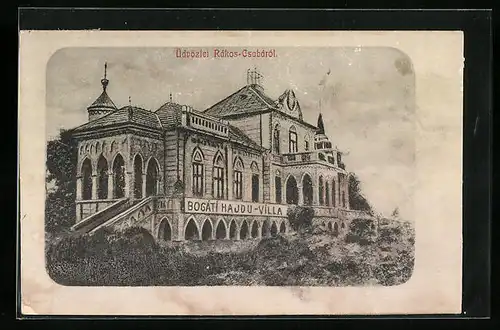 Künstler-AK Budapest, Üdvözlei Rákos-Csabáról