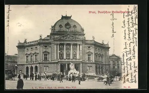 AK Wien, Besucher vor dem Deutschen Volkstheater