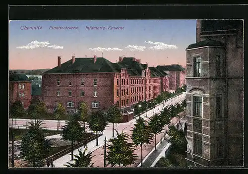 AK Chemnitz, Infanteriekaserne in der Planitzstrasse aus der Vogelschau