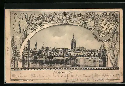 AK Frankfurt a. M., Ansicht mit Paulskirche und Eisernem Steg