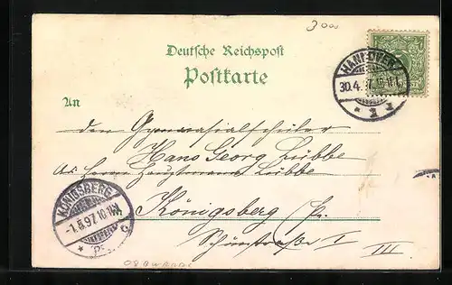 Lithographie Hannover, Herrnhauser-Allee mit Bäumen