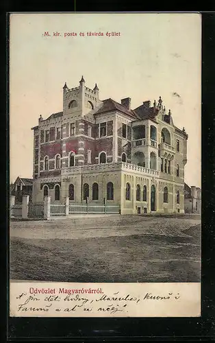 AK Magyaróvár, M. kir. posta és távirda épület