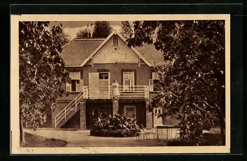 AK Balatonboglar, Kurhaus mit Garten