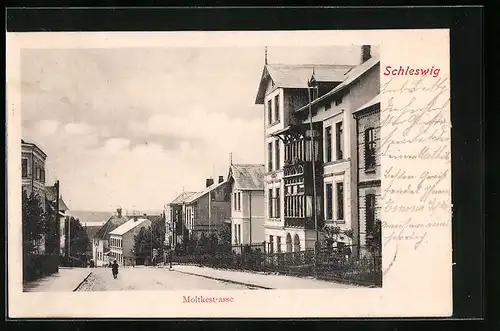 AK Schleswig, Moltkestrasse mit Villen