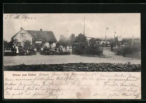 AK Nebel, Gasthaus zum Paradies mit Gästen