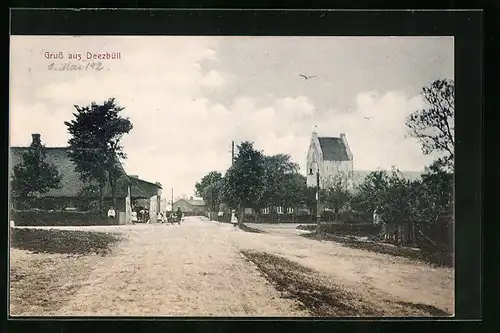 AK Deezbüll, Strassenpartie mit Kirche