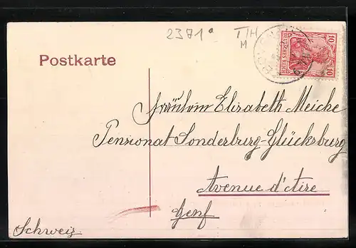 AK Sehestedt, Hof Freienberg mit Fahnenmast