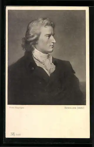 Künstler-AK Seitenportrait Schiller mit Halstuch