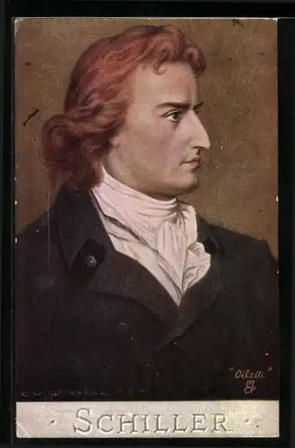 Künstler-AK Seitenportrait Friedrich Schiller mit Halstuch