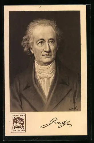 Künstler-AK Goethe, Portrait des gereiften Dichters