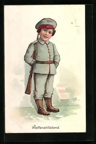 Lithographie Kleiner Soldat im Wallenstillstand