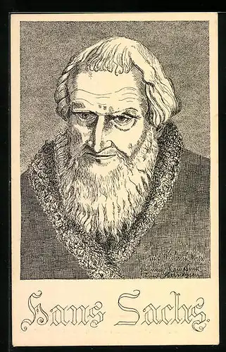 Künstler-AK Portrait des Meistersingers Hans Sachs