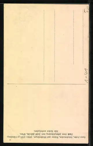 Künstler-AK Portrait des Meistersingers Hans Sachs