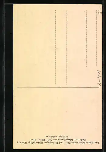 Künstler-AK Meistersinger Hans Sachs im Portrait (Zeichnung)