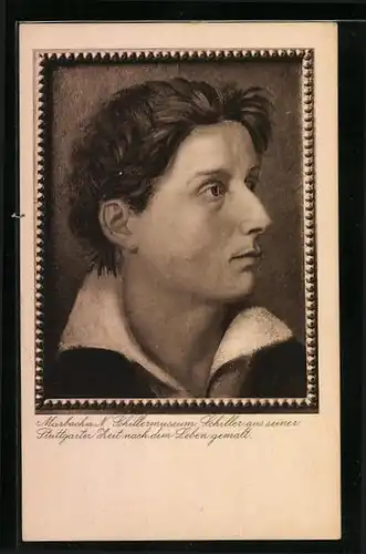 Künstler-AK Portrait Friedrich Schiller in seiner Stuttgarter Zeit