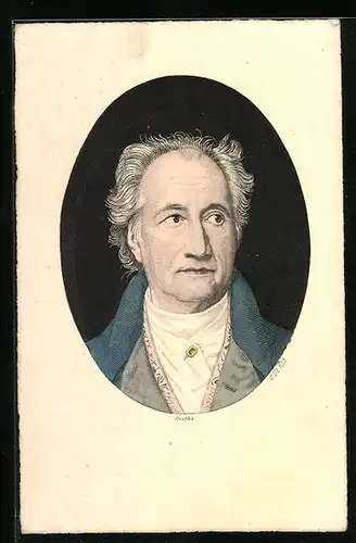 Lithographie Portrait Goethe mit gelichteten grauen Haaren