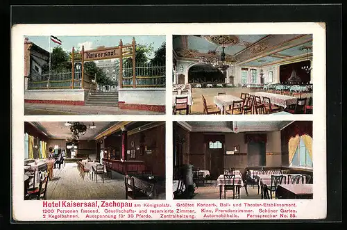 AK Zschopau, Hotel Kaisersaal, Innenansichten