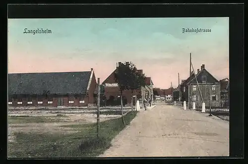 AK Langelsheim, Bahnhofstrasse mit Anwohnern