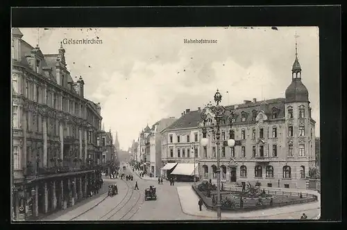 AK Gelsenkirchen, Bahnhofstrasse mit Hotel zur Post