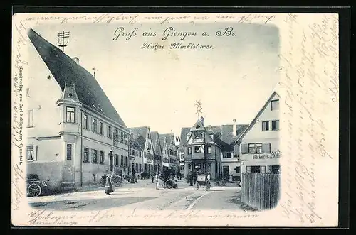 AK Giengen a. Br., Untere Marktstrasse mit Bäckerei