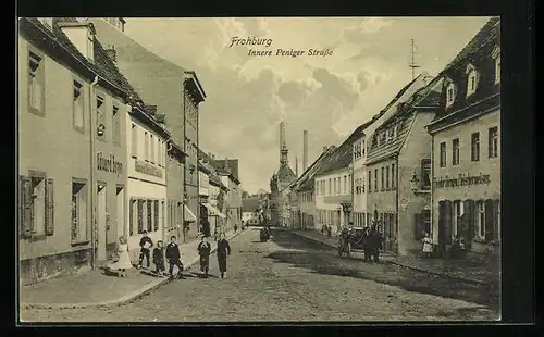 AK Frohburg, Innere Peniger Strasse mit Passanten