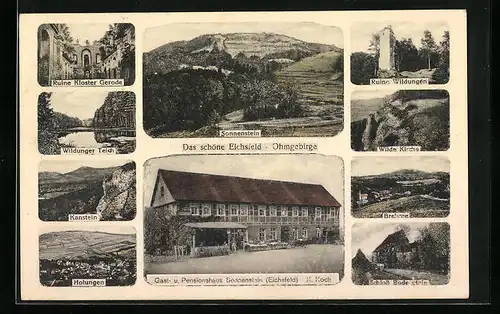 AK Duderstadt / Eichsfeld, Gasthaus Sonnenstein, Ruine Gerode und Kanstein