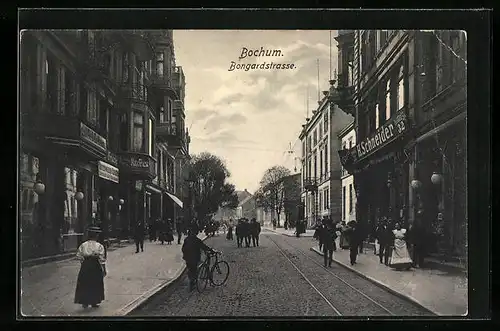 AK Bochum, Bongardstrasse mit Geschäften