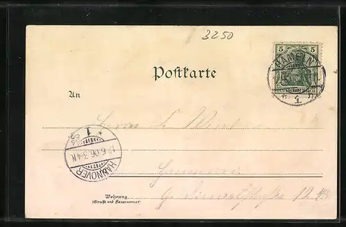 Lithographie Hameln, Restaurant Unter den Linden, Hochzeitshaus, Rattenfänger