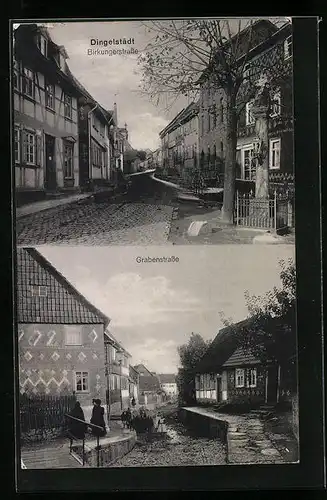 AK Dingelstädt, Birkungerstrasse, Häuser an der Grabenstrasse