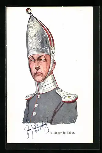 Künstler-AK Fritz Schönpflug: Je länger je lieber, Preussischer Langer Kerl