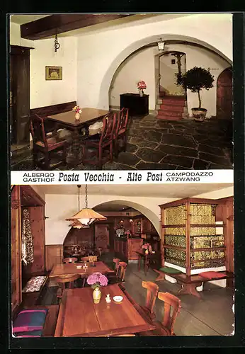 AK Atzwang, Gasthof Alte Post, Innenansichten