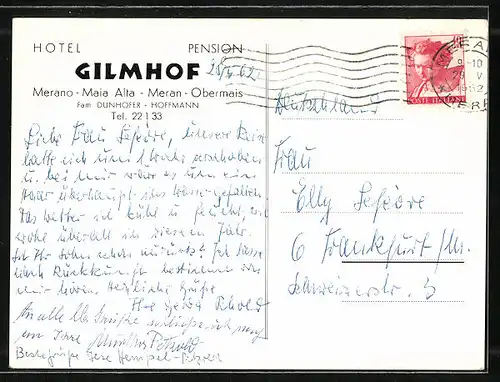 AK Meran-Obermais, Hotel Gilmhof, Garten