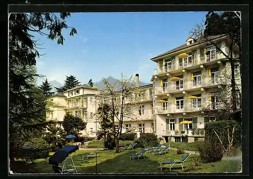 AK Meran-Obermais, Hotel Gilmhof, Gartenansicht