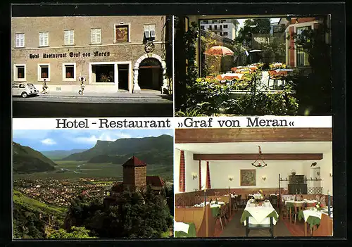 AK Meran, Hotel-Restaurant Graf von Meran, Rennweg 78, Ortsansicht