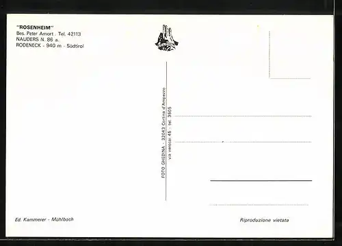 AK Rodeneck /Nauders, Hotel-Pension Rosenheim