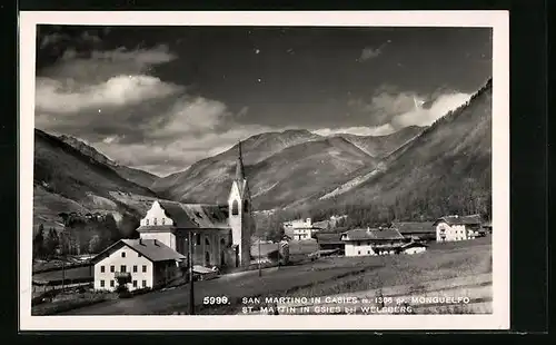 AK St. Martin in Gsies bei Welsberg, Teilansicht mit Kirche