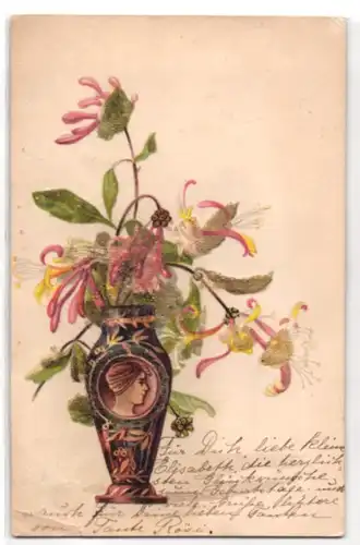 Glitzer-Perl-AK Blumen in einer Vase mit Glitzer-Perlen
