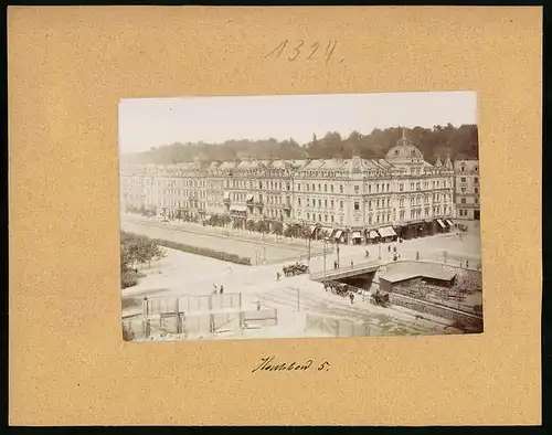 Fotografie Brück & Sohn Meissen, Ansicht Karlsbad, Elisabethkai mit den Hotels Kaiserhof, Josef Fiala