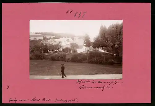 Fotografie Brück & Sohn Meissen, Ansicht Geringswalde, Blick auf die Rinnmühle, junger Flaneur